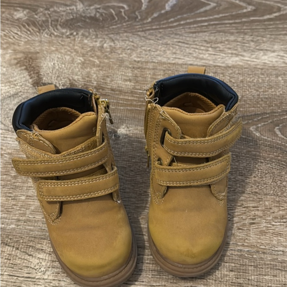 Wonder Nation Tan Kids Boots with Velcro Straps